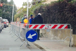 Residenti sfoltiscono la siepe per alleggerire il muro