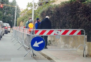 Residenti sfoltiscono la siepe per alleggerire il muro 