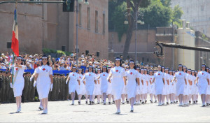 Manifestazione delle Crocerossine a Roma. 