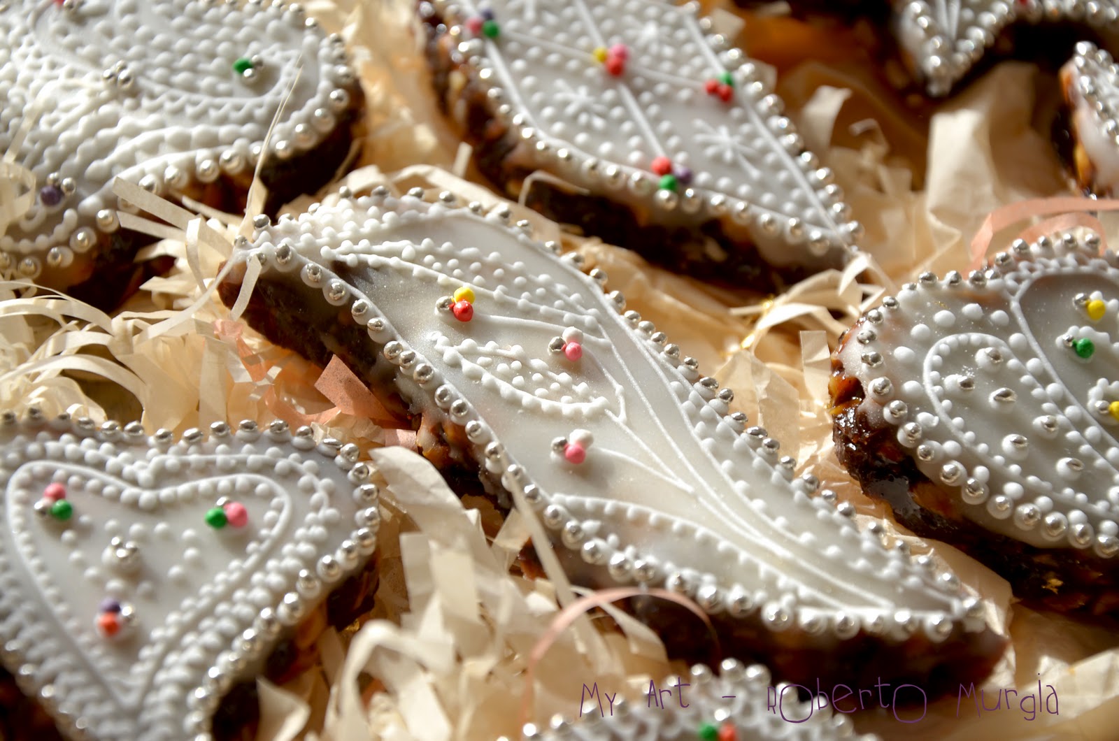 sweets decorated in different shapes and colors 