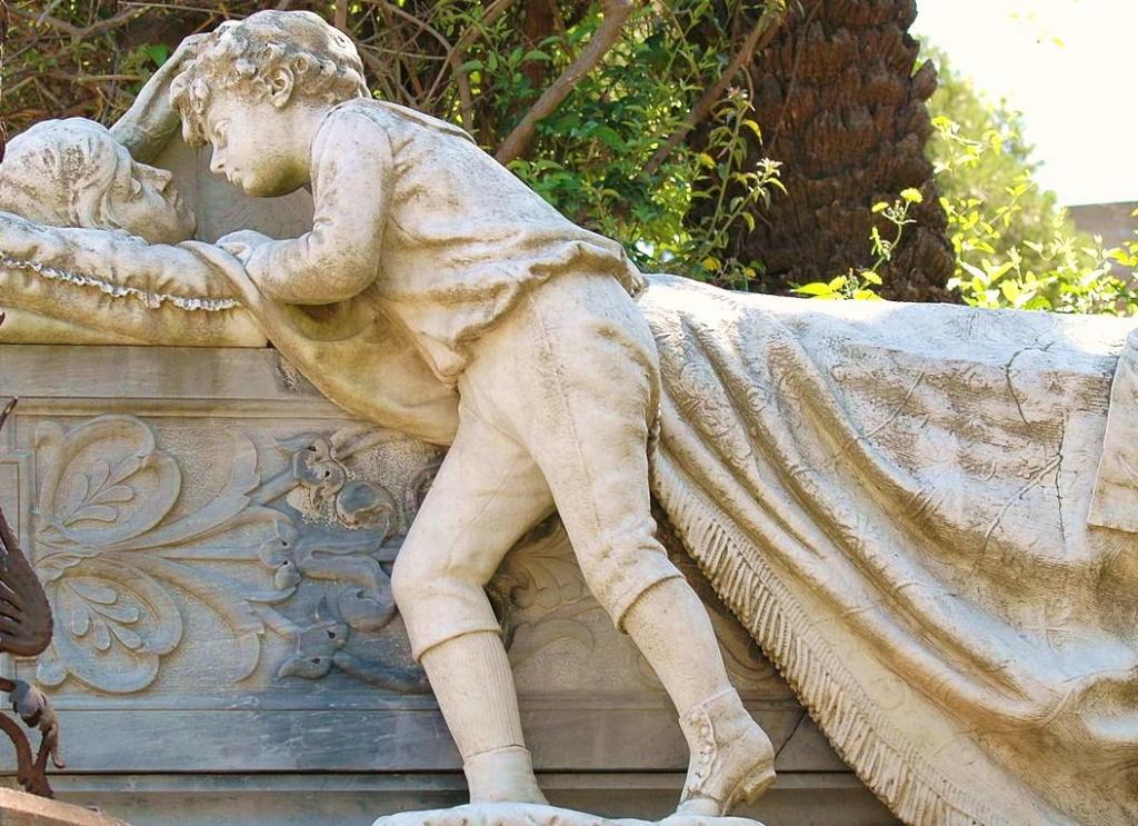 Cimitero di Cagliari: a Bonaria il monumento a Francesca Warzee dello scultore Giuseppe Sartorio (1894).