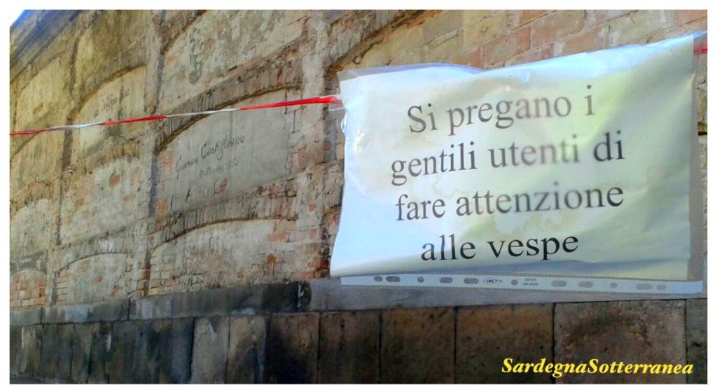 Uno dei cartelli: attenti alle vespe!